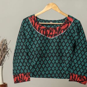 Handmade Block Print Cotton for Women ? Ethnic Floral Printed Top with Long Sleeves